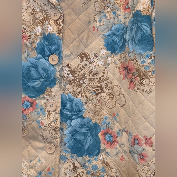 Vintage Hasting & Smith Quilted Floral Jacket Grandmacore Cottagecore Blue Rose - Picture 3 of 7